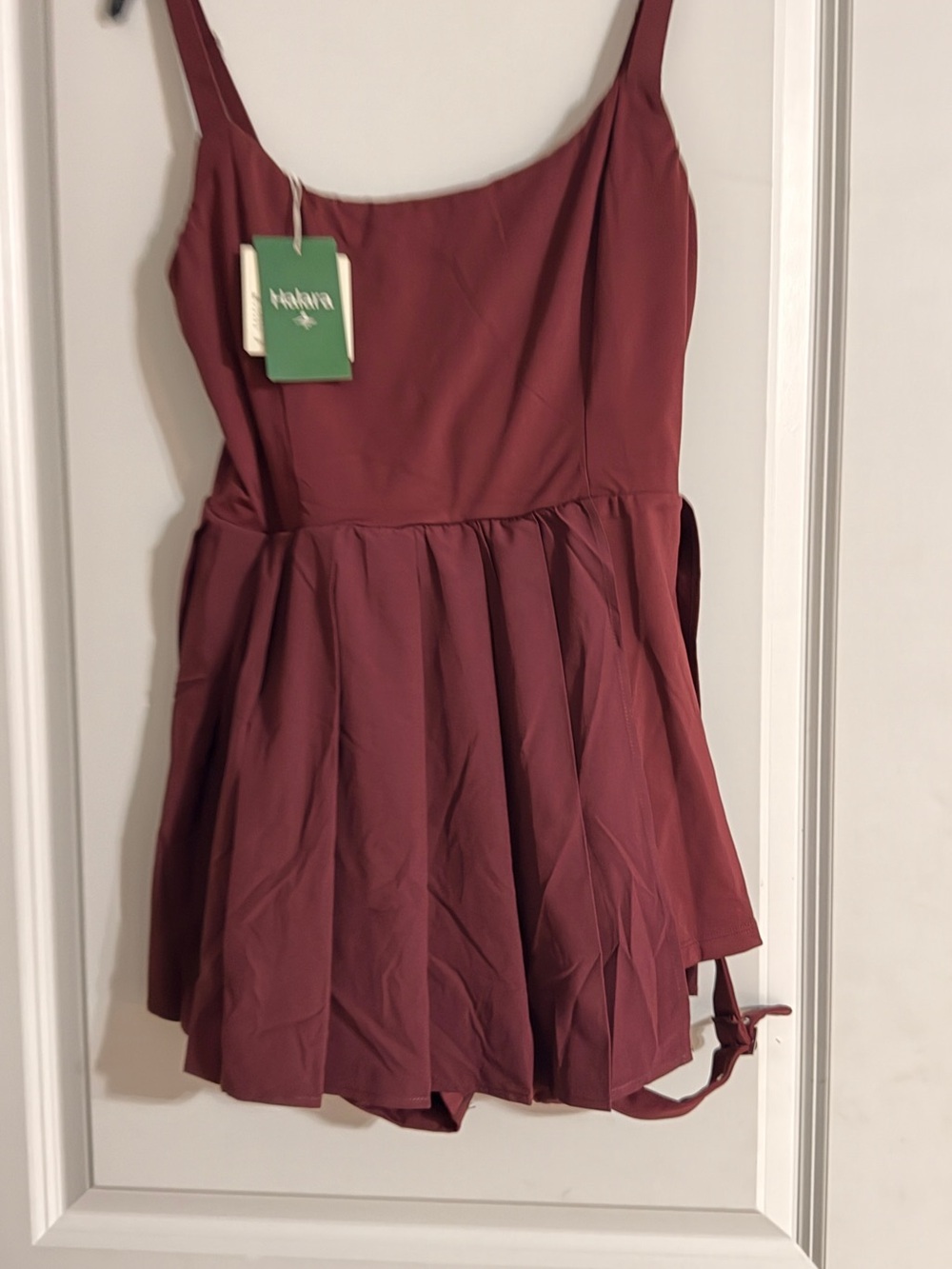HALARA Girls' Maroon Sleeveless Skater Dress